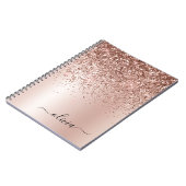 Carnet Rose Gold - Parties scintillant rose pâle Nom du m (Côté gauche)