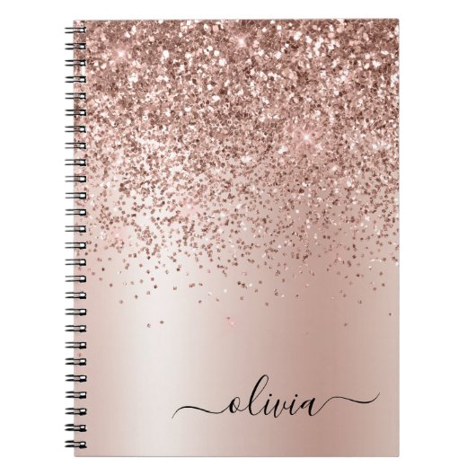 Carnet Rose Gold - Parties scintillant rose pâle Nom du m (Devant)