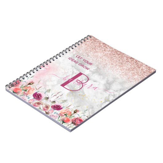 Carnet Rose Gold - Parties scintillant rose vierge Monogr (Côté gauche)
