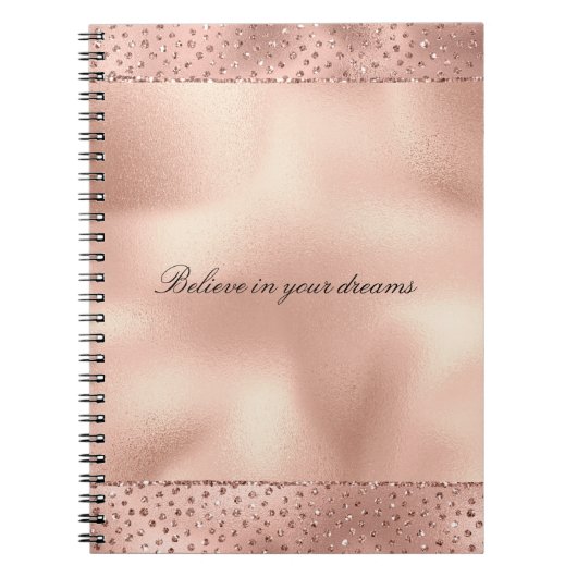 Carnet Rose Gold Pink Glam Glitter Dots       (Devant)