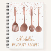 Carnet Rose Gold Recette Cookbook Ustensiles Confetti (Devant)