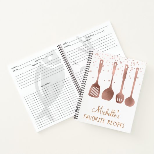 Carnet Rose Gold Recette Cookbook Ustensiles Confetti (Intérieur)