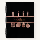 Carnet Rose Gold Recette Cookbook Ustensiles Personnalisé (Devant)