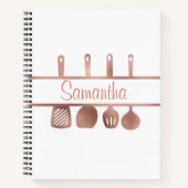 Carnet Rose Gold Recette Cookbook Ustensiles Personnalisé (Devant)