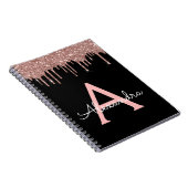 Carnet Rose Gold - Rose Pâle Et Noir Paillettes Monogramm (Côté Droit)