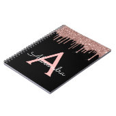 Carnet Rose Gold - Rose Pâle Et Noir Paillettes Monogramm (Côté gauche)