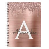 Carnet Rose Gold - Rose Pâle Pailleté Monogramme Nom (Devant)