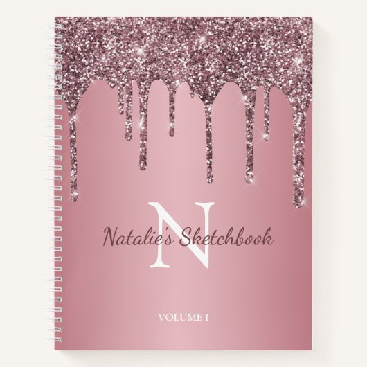 Carnet Rose Gold Rose Parties scintillant Drives Monogram (Devant)