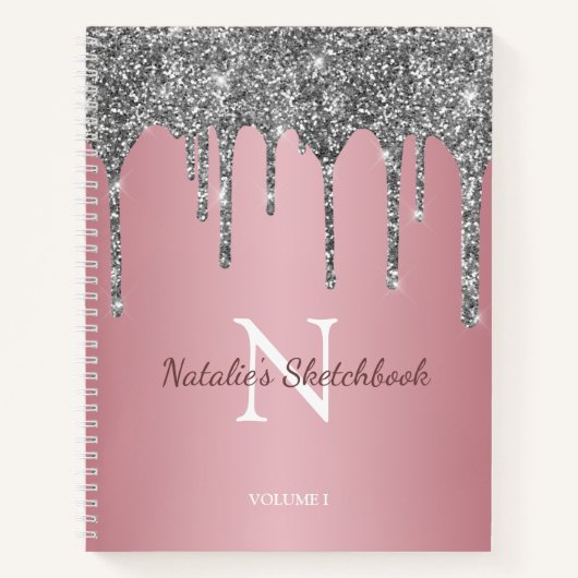 Carnet Rose Gold Silver Parties scintillant Drivers Monog (Devant)