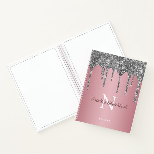 Carnet Rose Gold Silver Parties scintillant Drivers Monog (Intérieur)