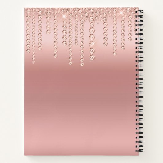 Carnet Rose Gold Sparkle Diamond Script (Dos)
