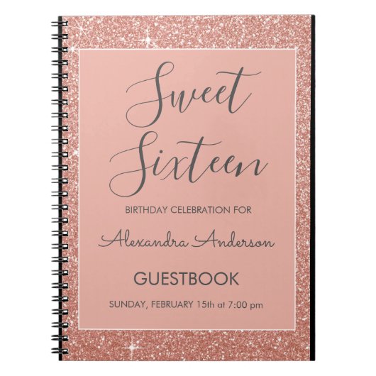 Carnet Rose Gold Sparkle Parties scintillant Sweet 16 Liv (Devant)