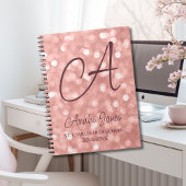 Carnet Rose Gold Sparkles Monogram Academic Year School