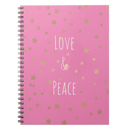 Carnet Rose Gold Stars Amour et Paix (Devant)