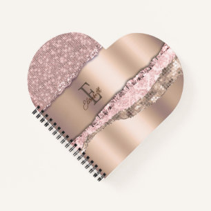 Carnet Rose Gold Tendance Diamants Paillettes Monogramme
