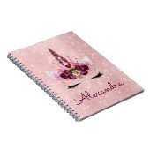Carnet Rose Gold Unicorn Éparkle Princesse Monogramme Nom (Côté Droit)
