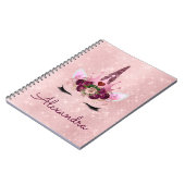 Carnet Rose Gold Unicorn Éparkle Princesse Monogramme Nom (Côté gauche)