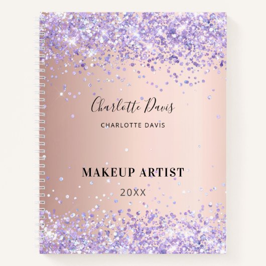 Carnet Rose gold violet nom signature affaires (Devant)