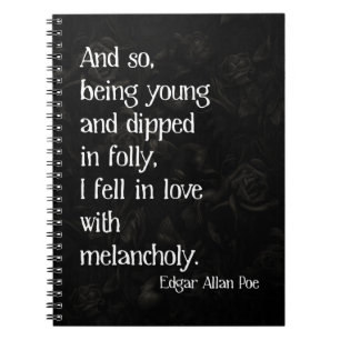 Carnet Rose gothique morte et citation de Poe