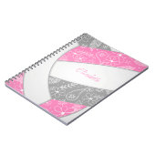 Carnet rose gris girly boho sport volley-ball (Côté gauche)