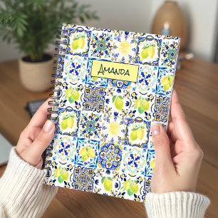 Carnet Rose Jaune Bleu Été Citrus Majolique Sicilienne