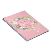 Carnet Rose Joli Rose Floral Monogramme (Côté Droit)