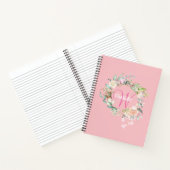 Carnet Rose Joli Rose Floral Monogramme Girl Script (Intérieur)