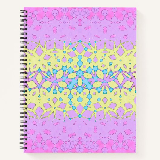 Carnet Rose, Lilac, Jaune et bleu ciel géométrique (Devant)