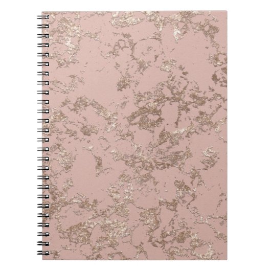 Carnet Rose Marbre or Dusky Pink Faux Parties scintillant (Devant)
