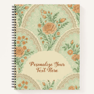 Carnet Rose Menthe Romantique Victorienne Personnalisée