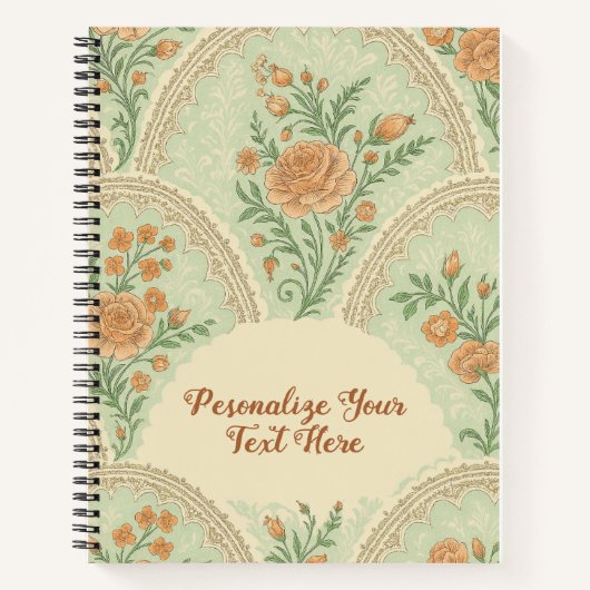 Carnet Rose Menthe Romantique Victorienne Personnalisée (Devant)