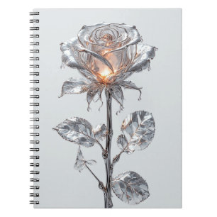 Carnet Rose métallique argent lumineuse