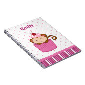 Carnet rose mignon personnalisé de singe de petit (Côté Droit)