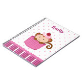 Carnet rose mignon personnalisé de singe de petit (Côté gauche)