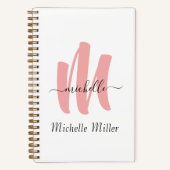 Carnet rose moderne blanc monogramme nom commercial initi (Recto)