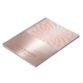 Carnet Rose moderne Blush Gold Spiral Lotus Floral (Côté gauche)