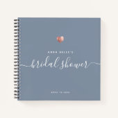 Carnet Rose moderne Gold Blue Script Fête des mariées inv (Devant)