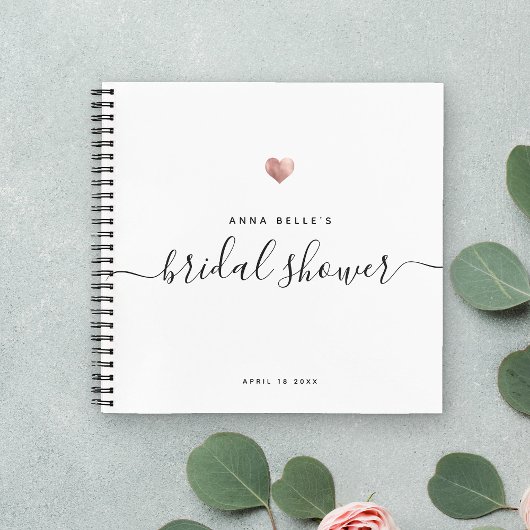 Carnet Rose moderne Gold Chic Script Fête des mariées inv
