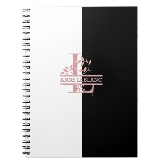 Carnet Rose moderne Gold Split Personnalisé Monogramme L (Devant)