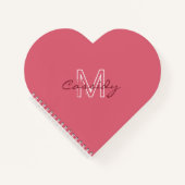 Carnet Rose moderne Monogramme rose Coeur en forme (Devant)