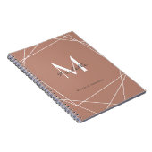 Carnet Rose moderne or blanc Monogramme Nom Script (Côté Droit)