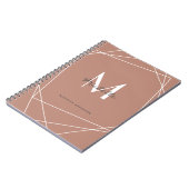 Carnet Rose moderne or blanc Monogramme Nom Script (Côté gauche)