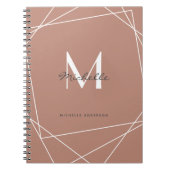 Carnet Rose moderne or blanc Monogramme Nom Script (Devant)