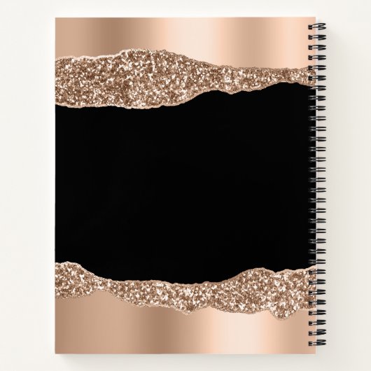 Carnet Rose moderne Parties scintillant or Monogramme Noi (Dos)