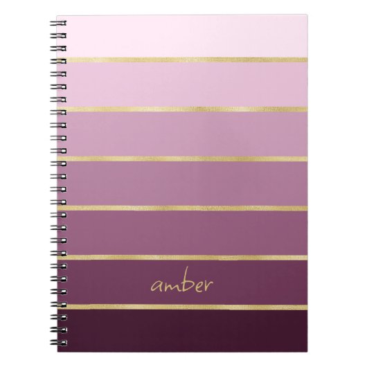 Carnet Rose monochromatique avec personnalisation or (Devant)