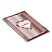 Carnet Rose Monogramme Or et blanc Coeur géométrique (Côté Droit)