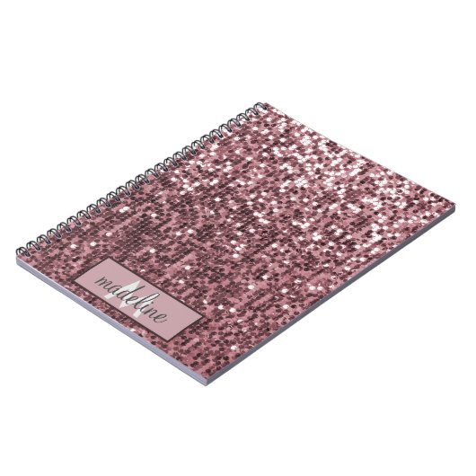 Carnet Rose Monogramme Parties scintillant or Sequin Carn (Côté gauche)