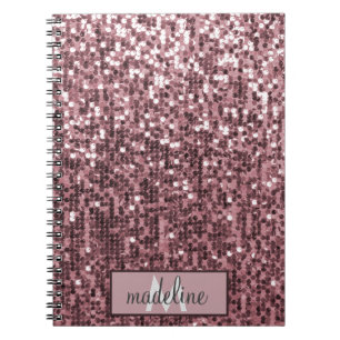 Carnet Rose Monogramme Parties scintillant or Sequin Carn