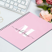 Carnet rose monogramme personnalisé initial et nom