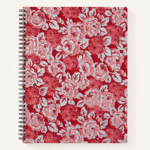 Carnet rose Motif rose et rouge spirale